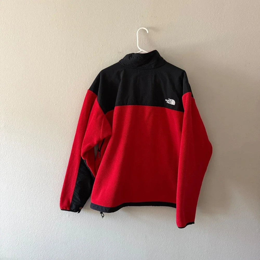 Vintage The North‎ Face Denali Fleece Jacket Mens XL Red Black Colorblock Zip